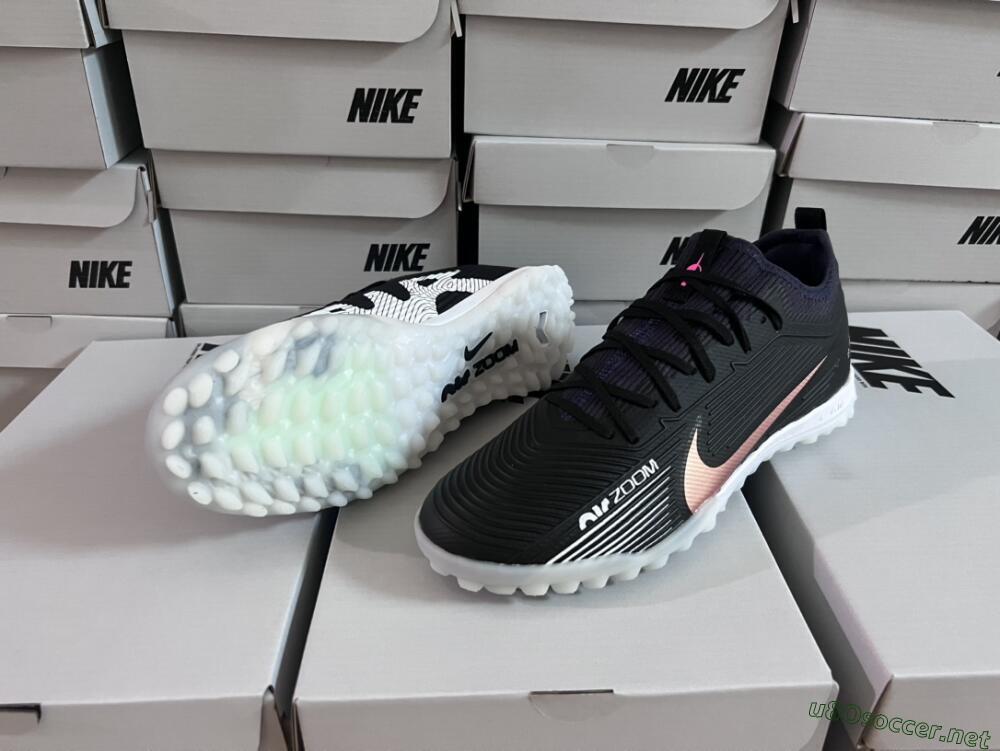 Unisex Nike Air Zoom Mercurial Vapor 15 Pro TF Football Shoes - Black/Gold/White