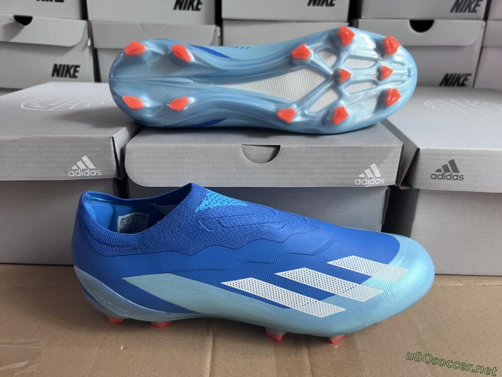 Men's Adidas X Crazyfast.1 Laceless FG Football Boots - Blue/White/Jade