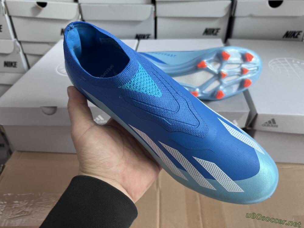 Men's Adidas X Crazyfast.1 Laceless FG Football Boots - Blue/White/Jade
