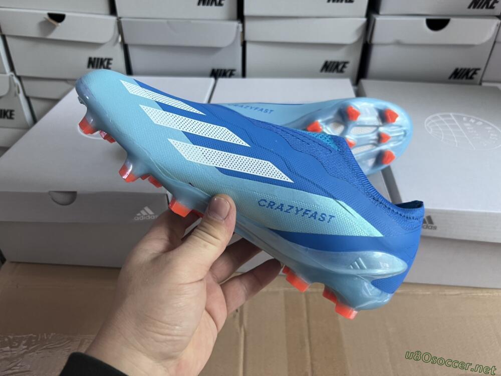 Men's Adidas X Crazyfast.1 Laceless FG Football Boots - Blue/White/Jade