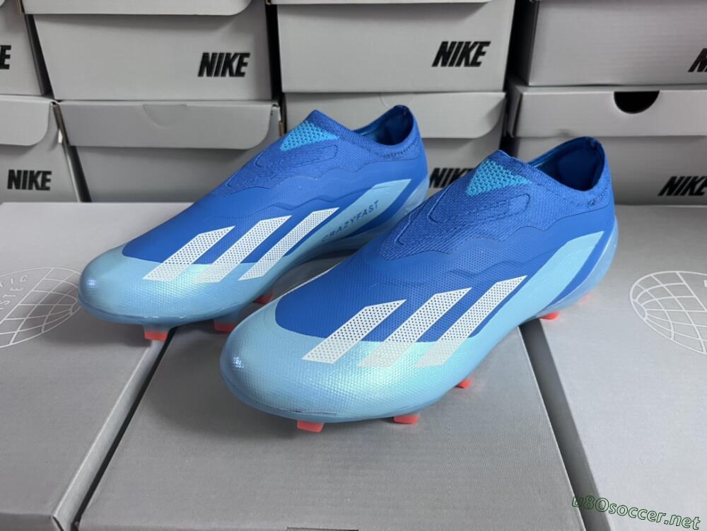 Men's Adidas X Crazyfast.1 Laceless FG Football Boots - Blue/White/Jade