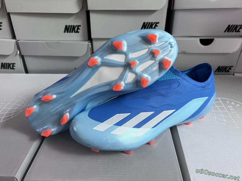 Men's Adidas X Crazyfast.1 Laceless FG Football Boots - Blue/White/Jade