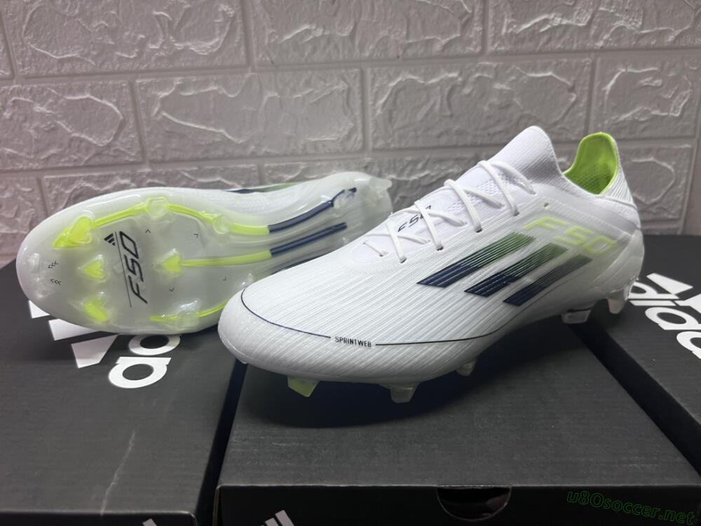 Men's Adidas F50 Adizero FG Football Boots - White/Black/Yellow