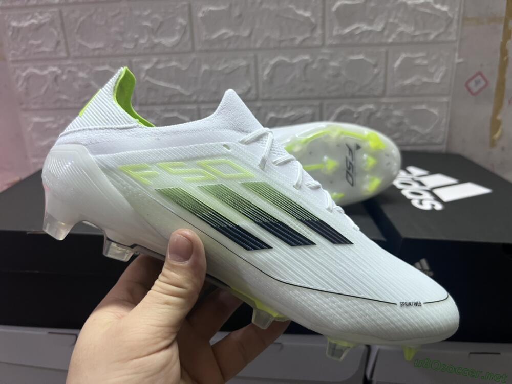 Men's Adidas F50 Adizero FG Football Boots - White/Black/Yellow