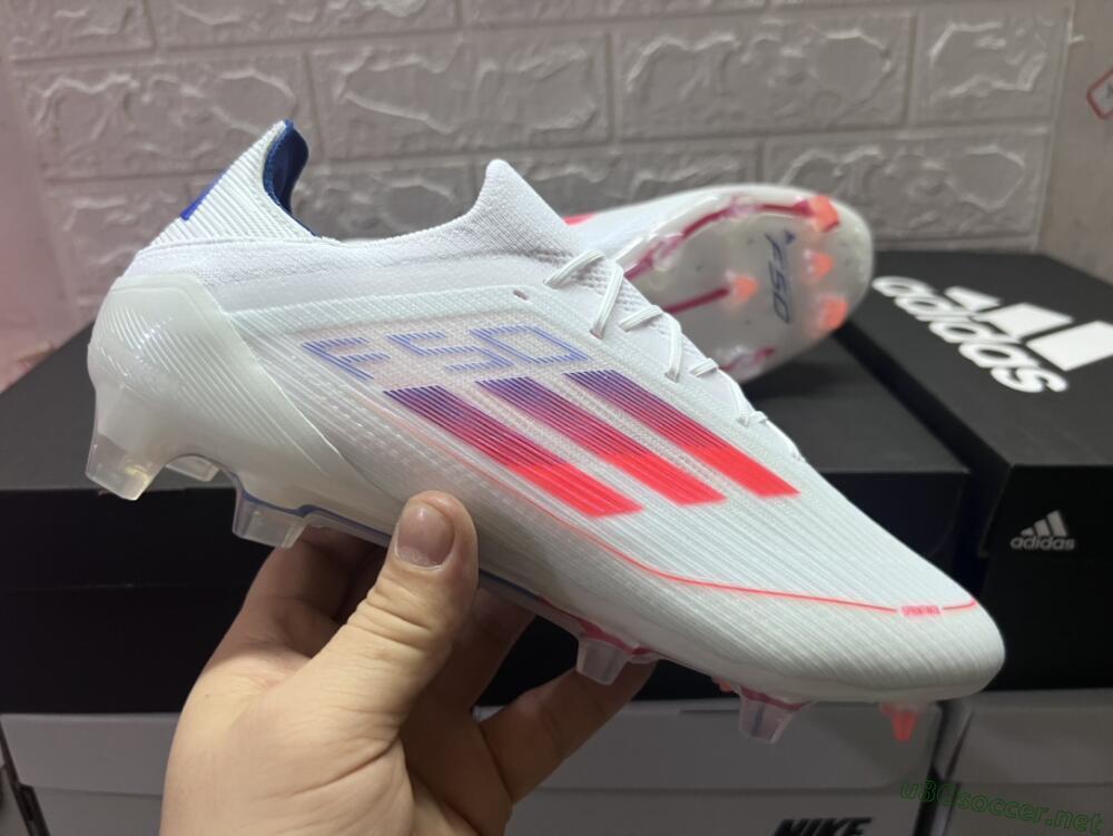 Men's Adidas F50 Adizero FG Football Boots - White/Red/Blue