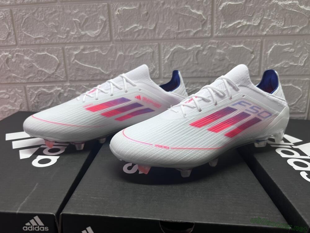 Men's Adidas F50 Adizero FG Football Boots - White/Red/Blue