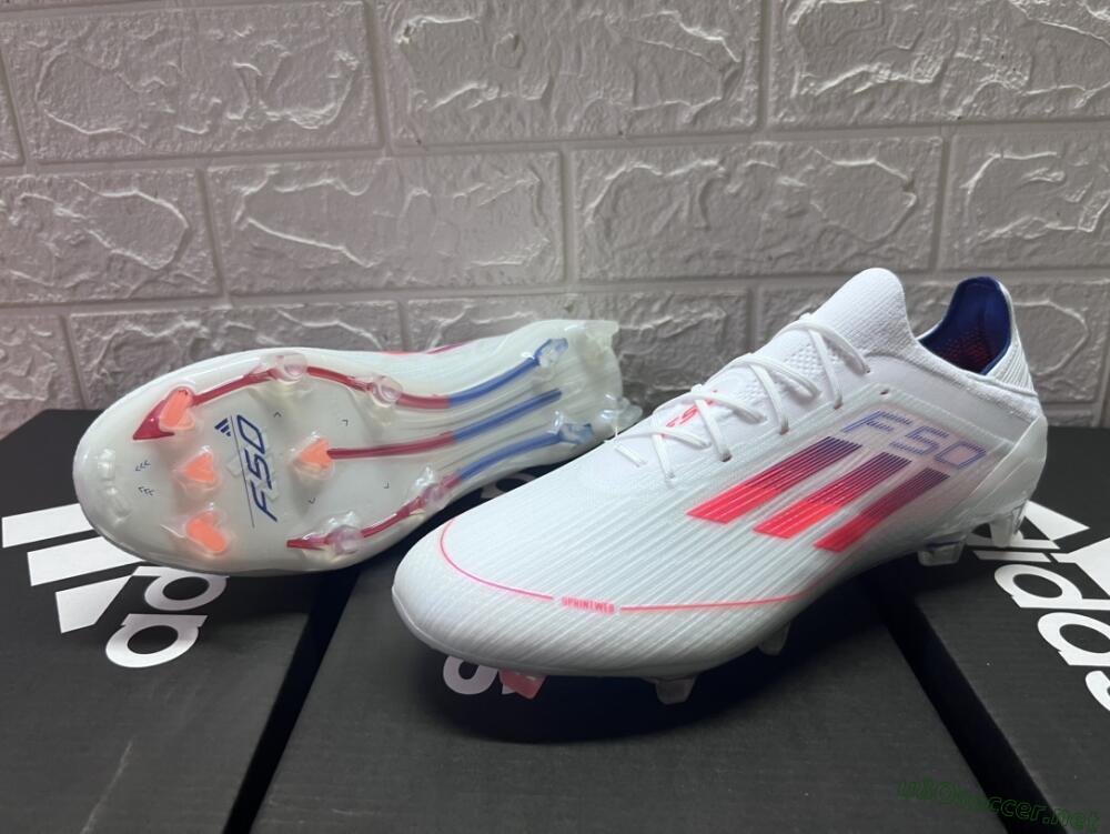 Men's Adidas F50 Adizero FG Football Boots - White/Red/Blue