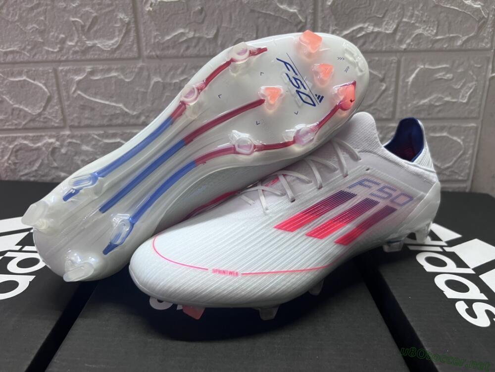 Men's Adidas F50 Adizero FG Football Boots - White/Red/Blue