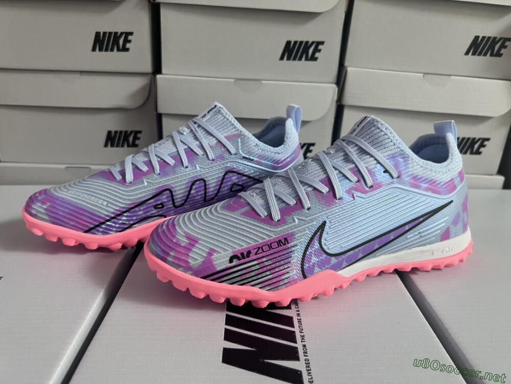 Unisex Nike Air Zoom Mercurial Vapor 15 Pro TF Football Shoes - Silver/Purple/Red