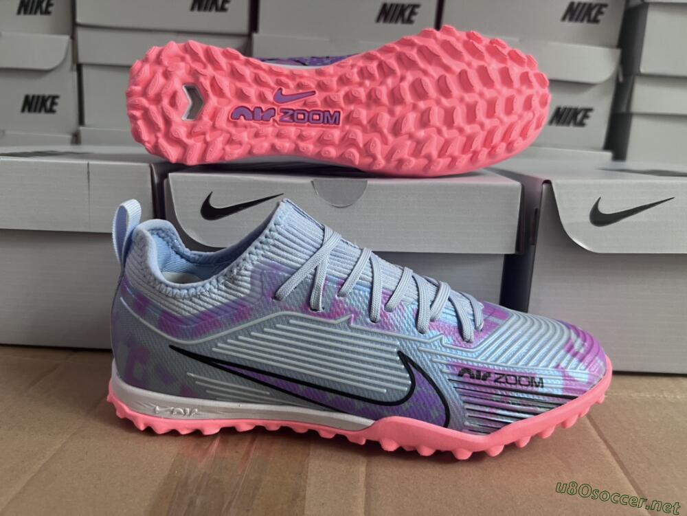 Unisex Nike Air Zoom Mercurial Vapor 15 Pro TF Football Shoes - Silver/Purple/Red