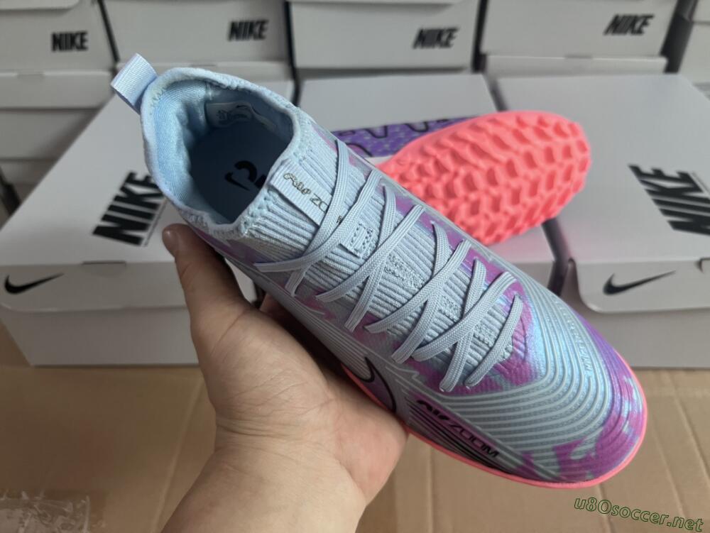 Unisex Nike Air Zoom Mercurial Vapor 15 Pro TF Football Shoes - Silver/Purple/Red