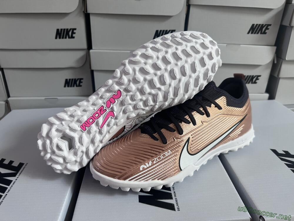 Unisex Nike Air Zoom Mercurial Vapor 15 Pro TF Football Shoes - Rose Gold/Black/White