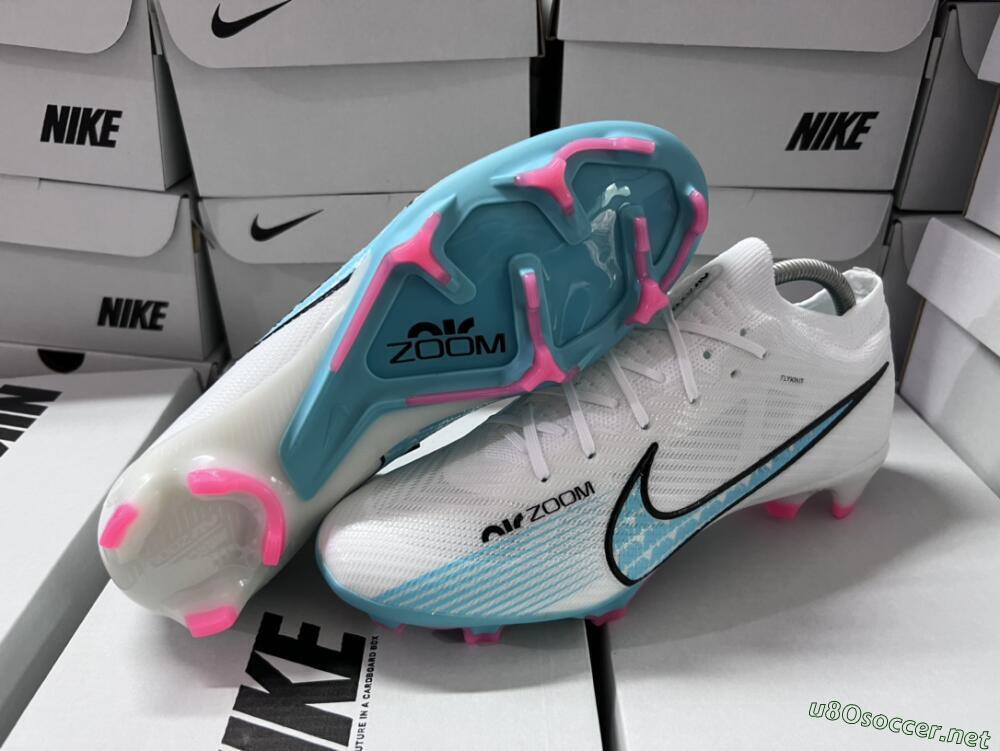 Unisex Nike Air Zoom Mercurial Vapor 15 Elite FG Football Boots - White/Blue/Pink