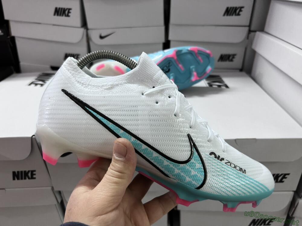 Unisex Nike Air Zoom Mercurial Vapor 15 Elite FG Football Boots - White/Blue/Pink