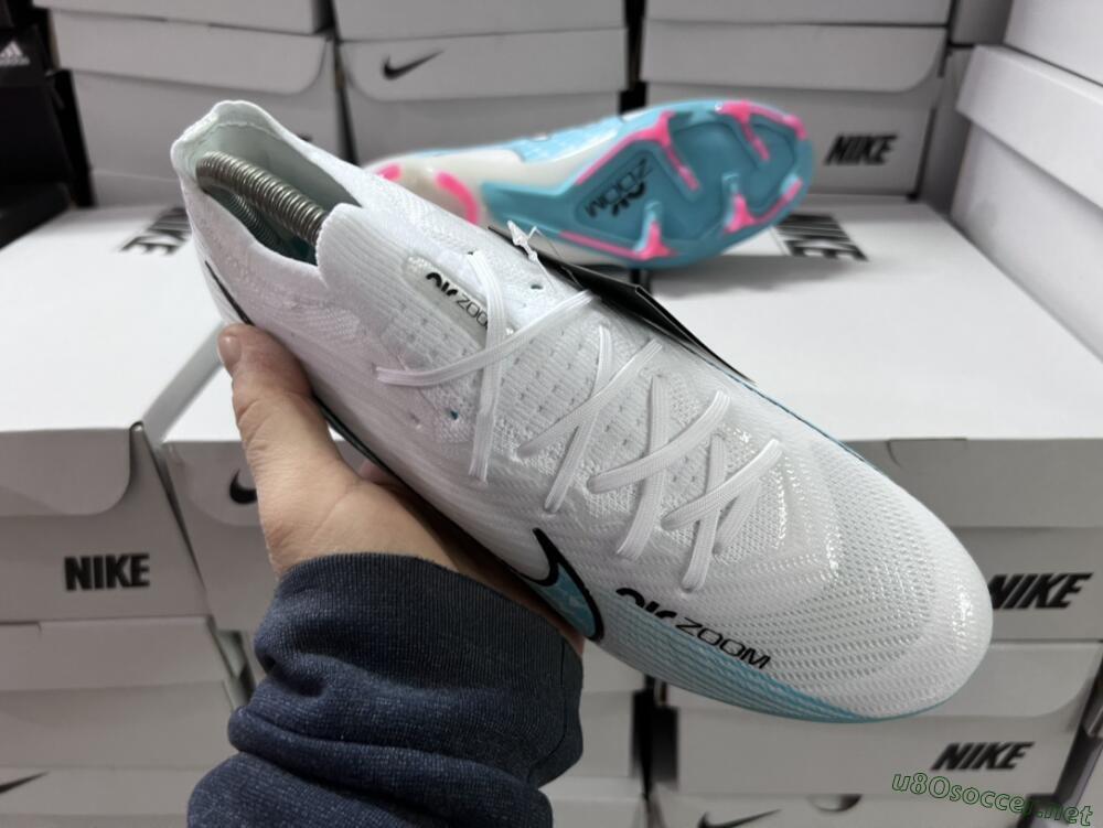 Unisex Nike Air Zoom Mercurial Vapor 15 Elite FG Football Boots - White/Blue/Pink