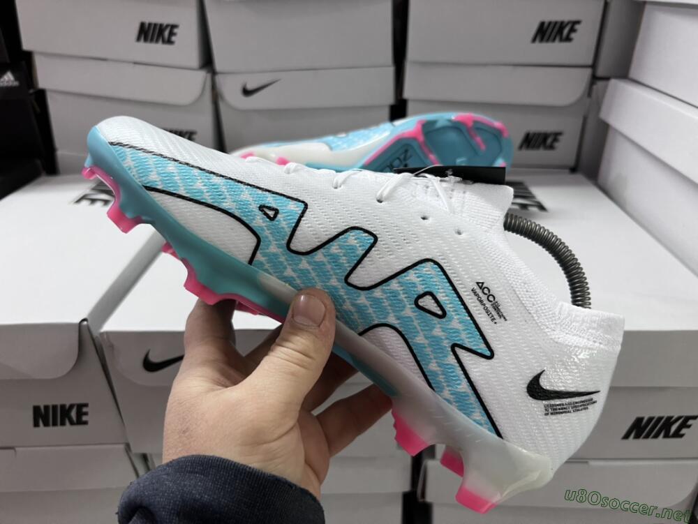 Unisex Nike Air Zoom Mercurial Vapor 15 Elite FG Football Boots - White/Blue/Pink