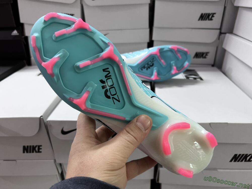 Unisex Nike Air Zoom Mercurial Vapor 15 Elite FG Football Boots - White/Blue/Pink
