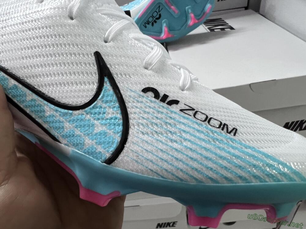 Unisex Nike Air Zoom Mercurial Vapor 15 Elite FG Football Boots - White/Blue/Pink