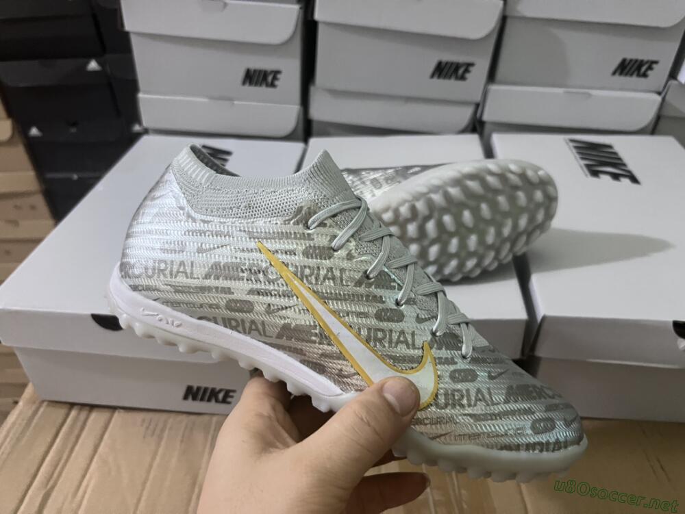Unisex Nike Air Zoom Mercurial Vapor 15 Elite TF Football Shoes - Silver/Gold