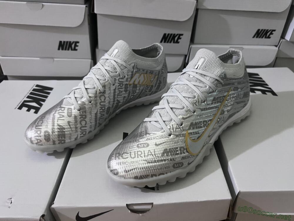Unisex Nike Air Zoom Mercurial Vapor 15 Elite TF Football Shoes - Silver/Gold