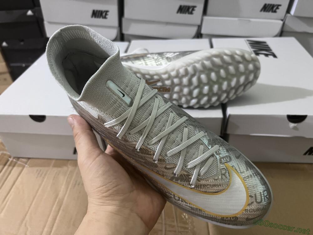 Men's Nike Air Zoom Mercurial Superfly 9 Elite TF Football Shoes - Silver/Gold
