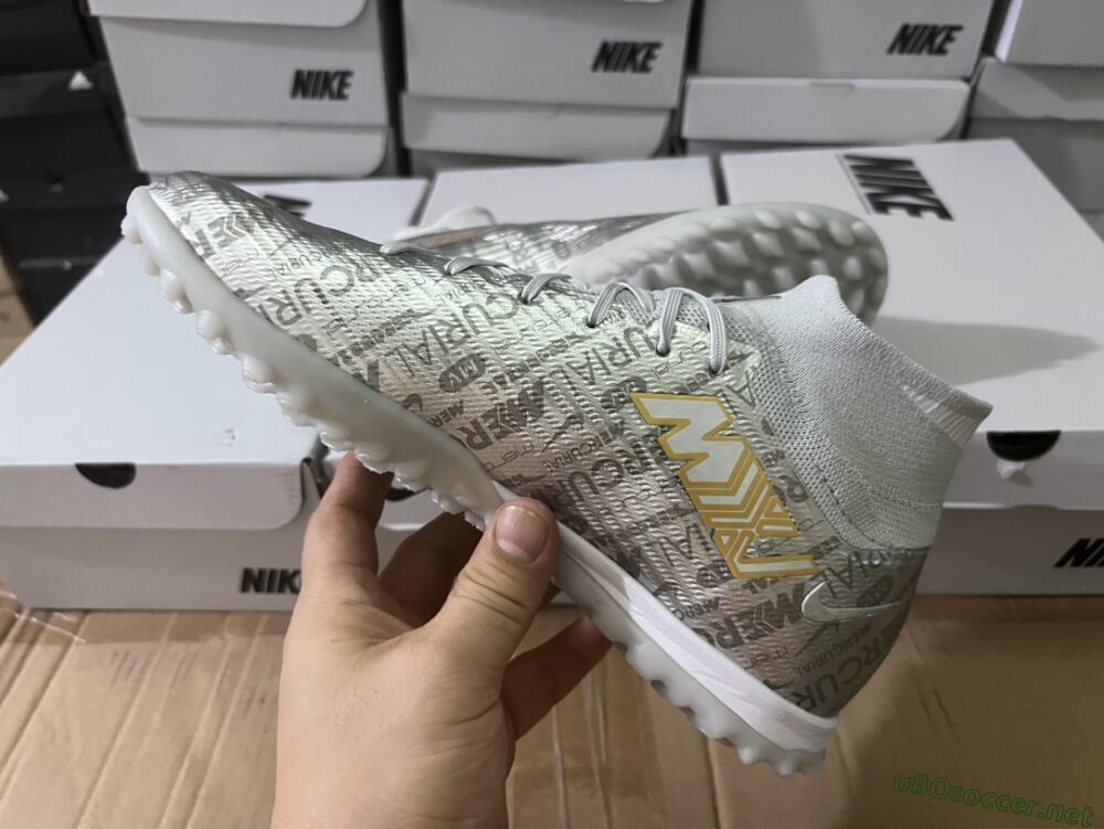 Men's Nike Air Zoom Mercurial Superfly 9 Elite TF Football Shoes - Silver/Gold