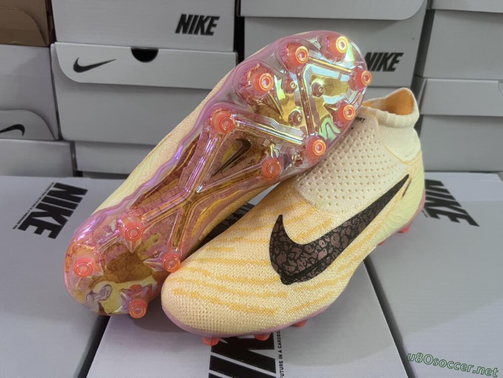 Men's Nike Phantom GX Elite DF Link Blaze Pack FG Football Boots - Citron Tint/Burgundy Crush