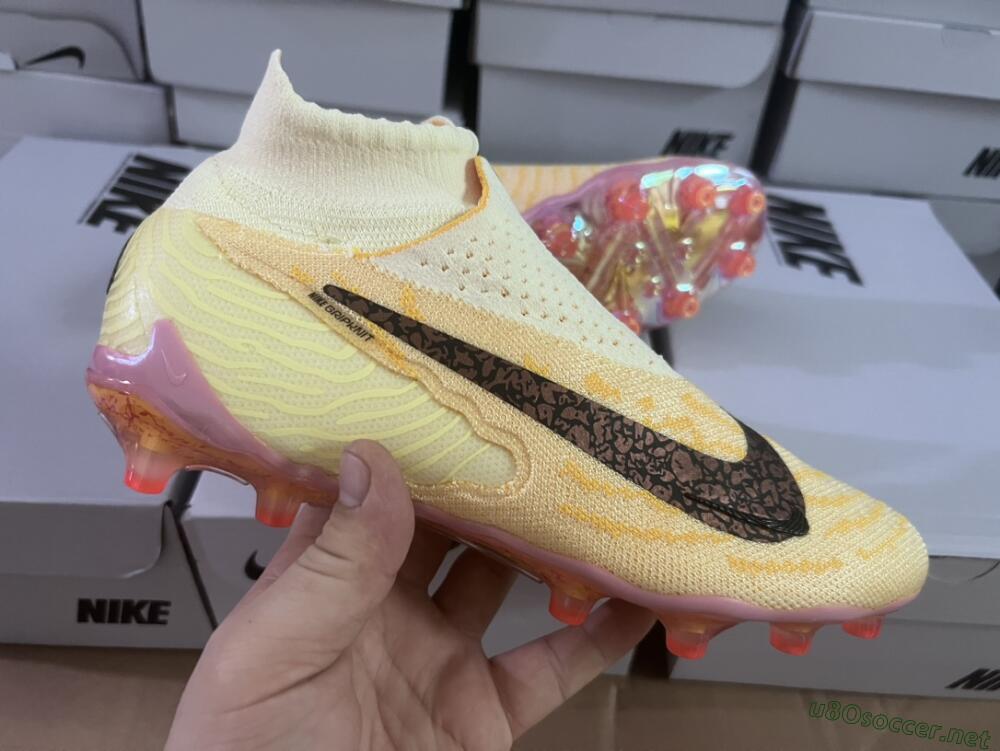 Men's Nike Phantom GX Elite DF Link Blaze Pack FG Football Boots - Citron Tint/Burgundy Crush