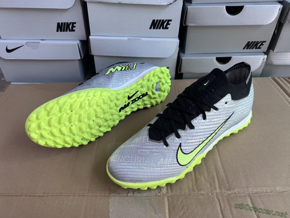 Unisex Nike Air Zoom Mercurial Vapor 15 Elite TF Football Shoes - Silver/Green/Black