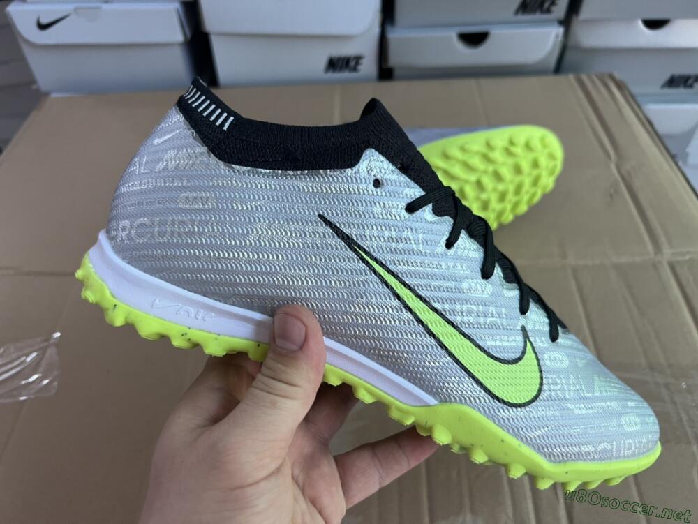 Unisex Nike Air Zoom Mercurial Vapor 15 Elite TF Football Shoes - Silver/Green/Black