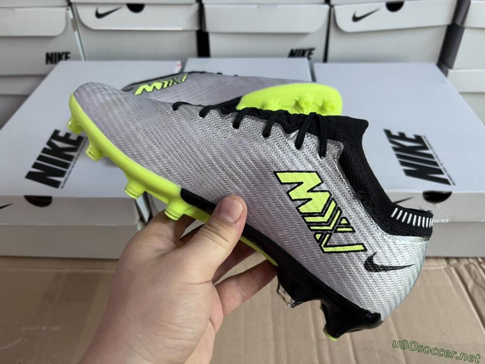 Unisex Nike Air Zoom Vapor 15 Elite SE AG Football Boots - Silver/Green/Black