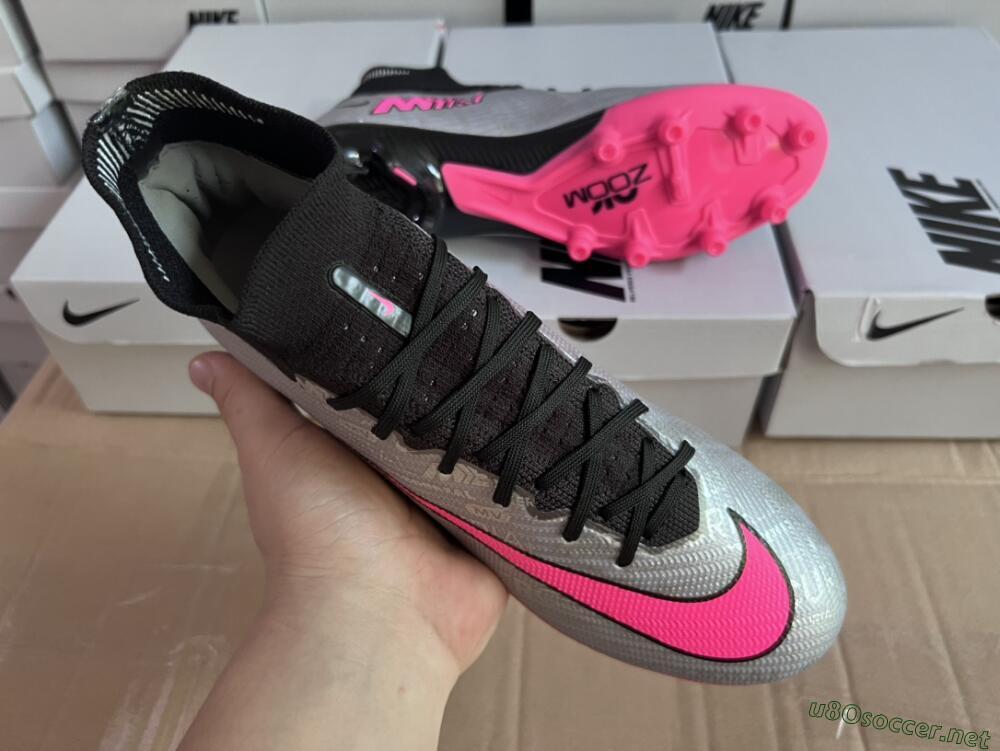 Unisex Nike Air Zoom Mercurial Superfly 9 Elite AG Football Boots - Sliver/Pink/Black