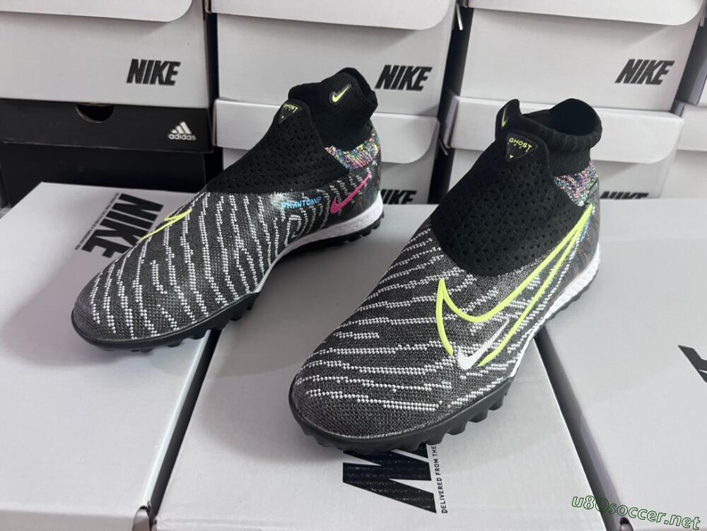 Unisex Nike Phantom GX Elite TF Football Shoes - Grey/Green/Black/Rainbow