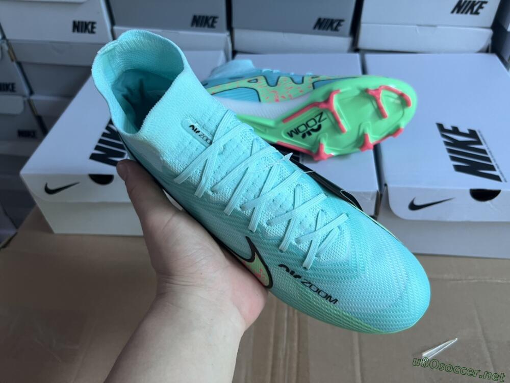 Men's Nike Air Zoom Mercurial Superfly 9 Elite FG Football Boots - Blue/Green/Black
