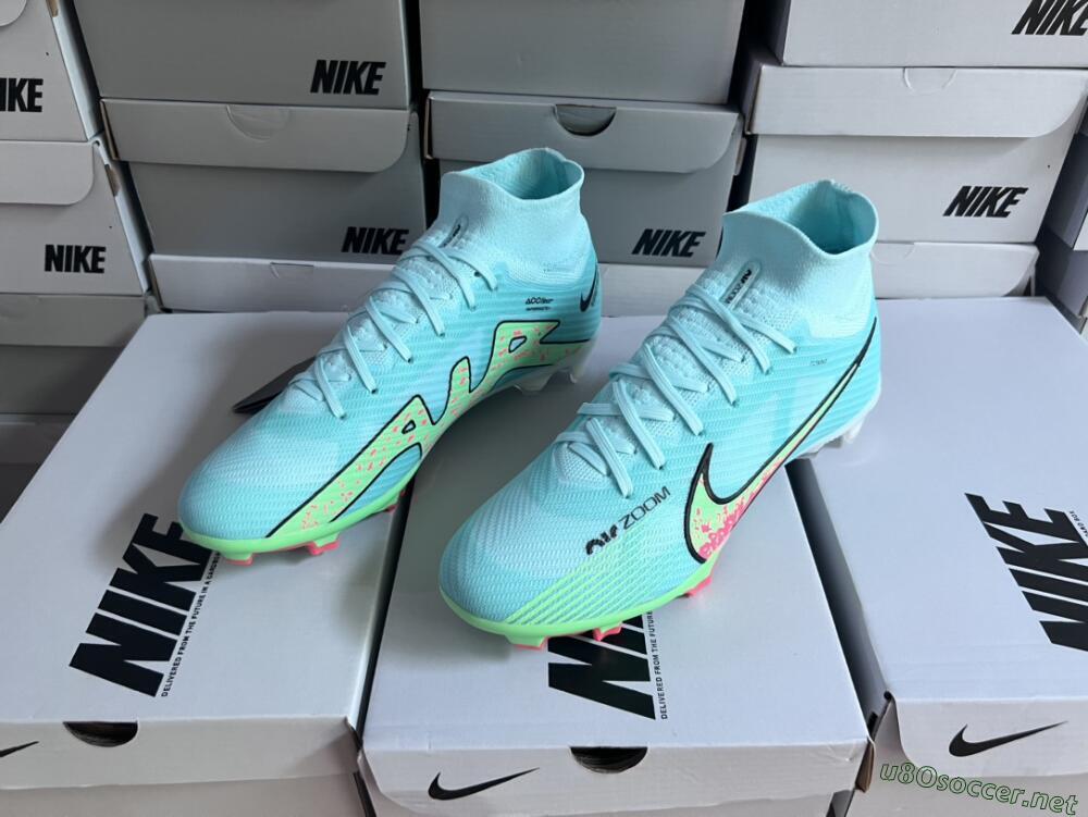 Men's Nike Air Zoom Mercurial Superfly 9 Elite FG Football Boots - Blue/Green/Black