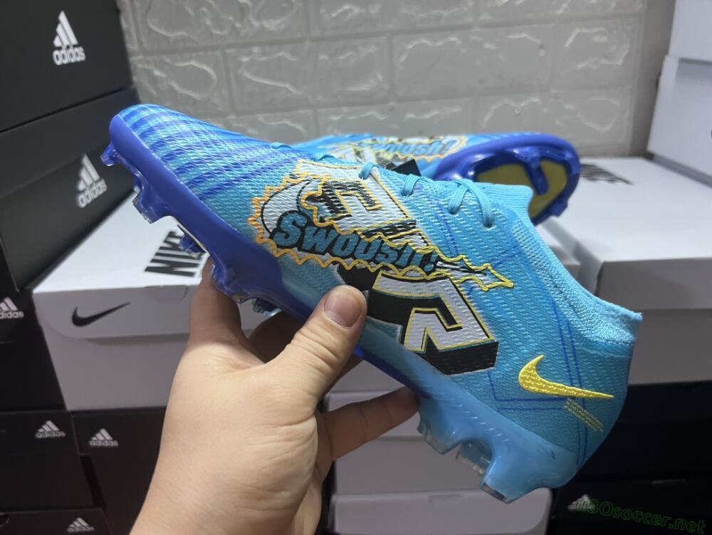 Unisex Kylian Mbappe x Nike Air Zoom Mercurial Vapor 15 Elite FG Football Boots - Blue/Yellow/Black