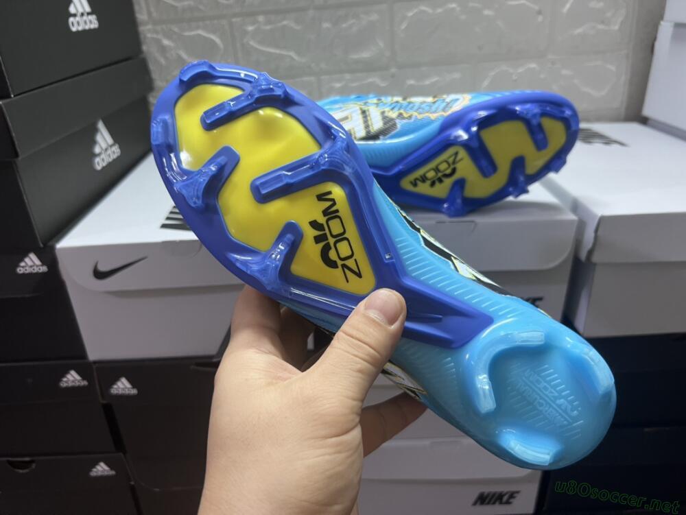 Unisex Kylian Mbappe x Nike Air Zoom Mercurial Vapor 15 Elite FG Football Boots - Blue/Yellow/Black