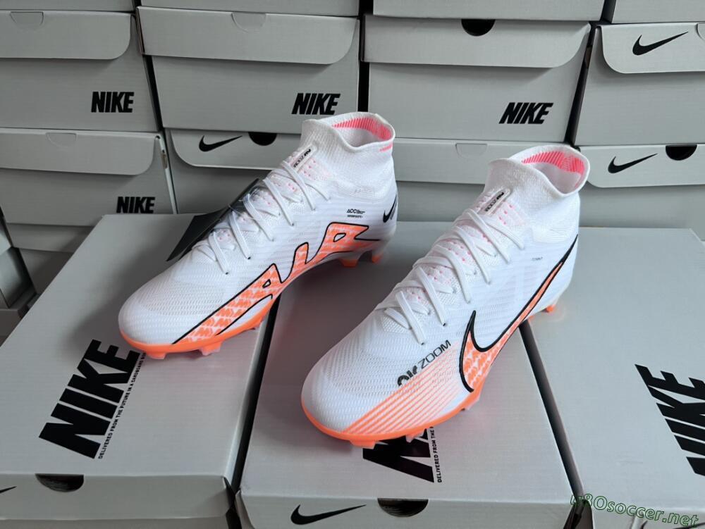 Men's Nike Air Zoom Mercurial Superfly 9 Elite FG Football Boots - White/Orange/Black