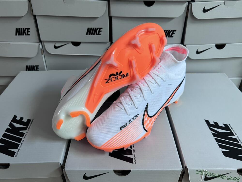 Men's Nike Air Zoom Mercurial Superfly 9 Elite FG Football Boots - White/Orange/Black