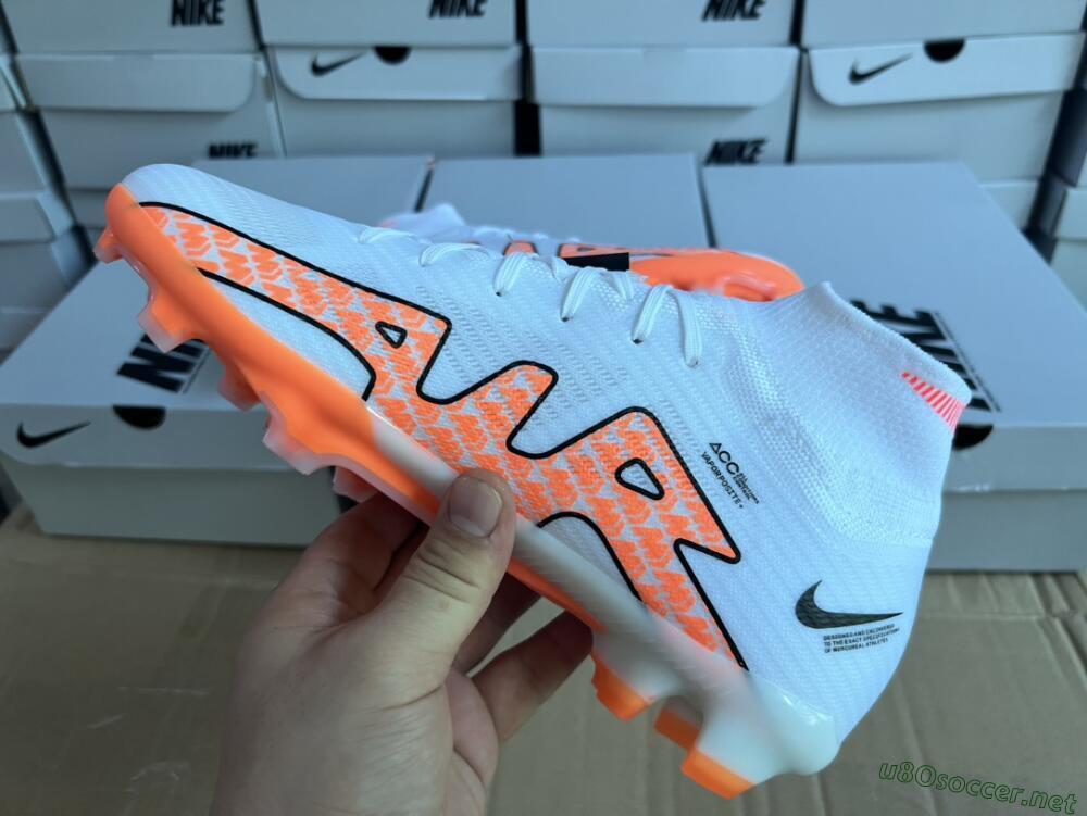 Men's Nike Air Zoom Mercurial Superfly 9 Elite FG Football Boots - White/Orange/Black