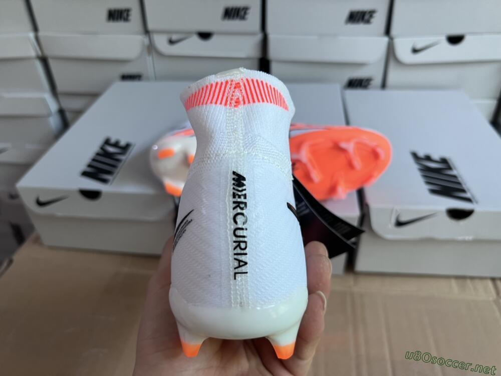 Men's Nike Air Zoom Mercurial Superfly 9 Elite FG Football Boots - White/Orange/Black