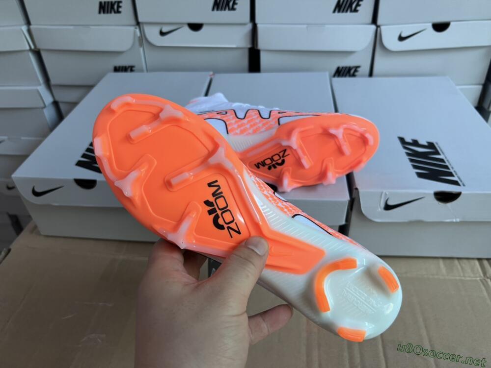 Men's Nike Air Zoom Mercurial Superfly 9 Elite FG Football Boots - White/Orange/Black