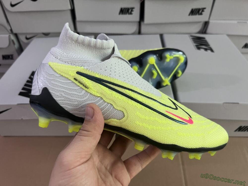 Men's Nike Phantom GX Elite FG Football Boots - Grey/Green/Pink