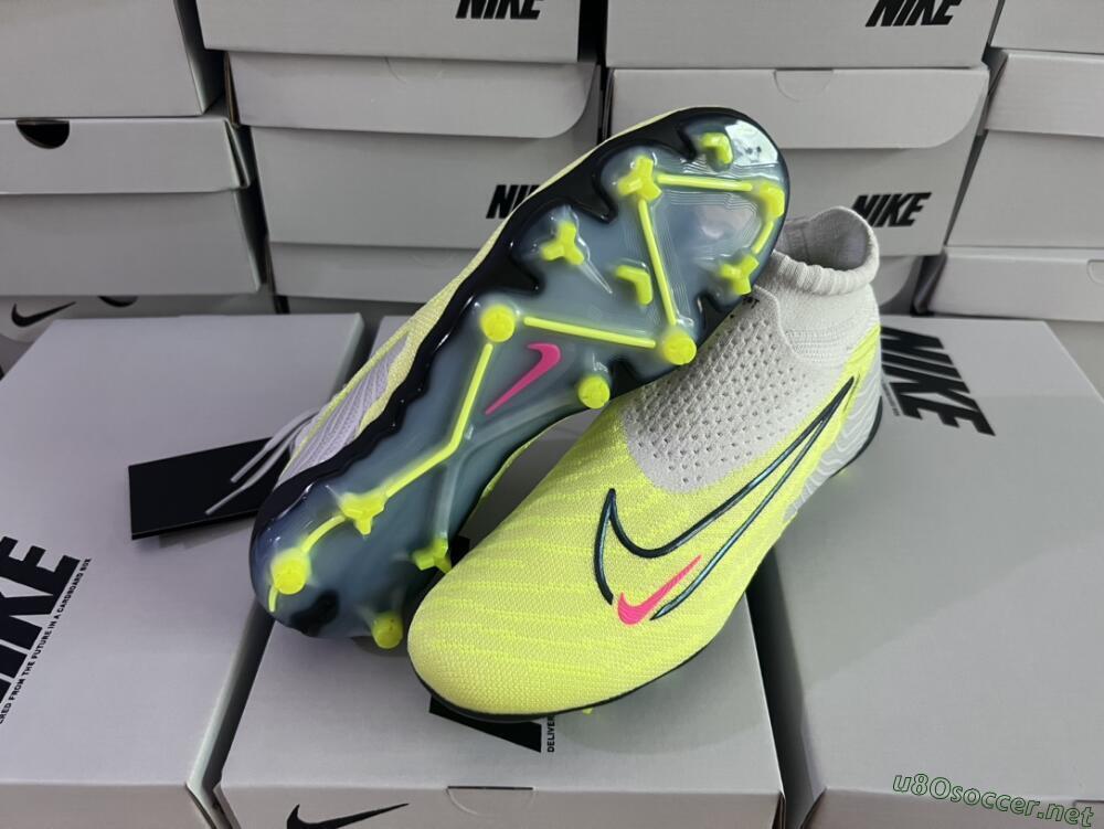 Men's Nike Phantom GX Elite FG Football Boots - Grey/Green/Pink