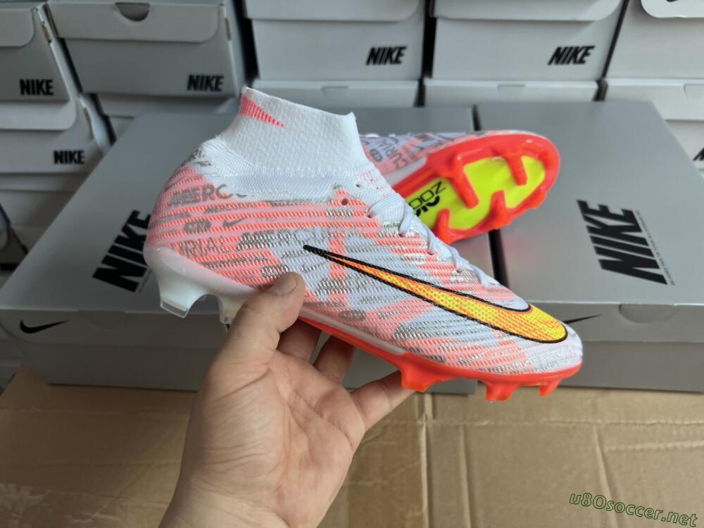 Unisex Nike Air Zoom Mercurial Superfly 9 Elite FG Football Boots - White/Orange/Sliver