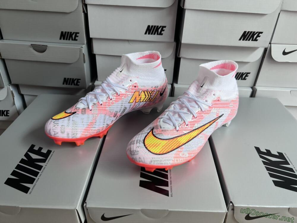 Unisex Nike Air Zoom Mercurial Superfly 9 Elite FG Football Boots - White/Orange/Sliver