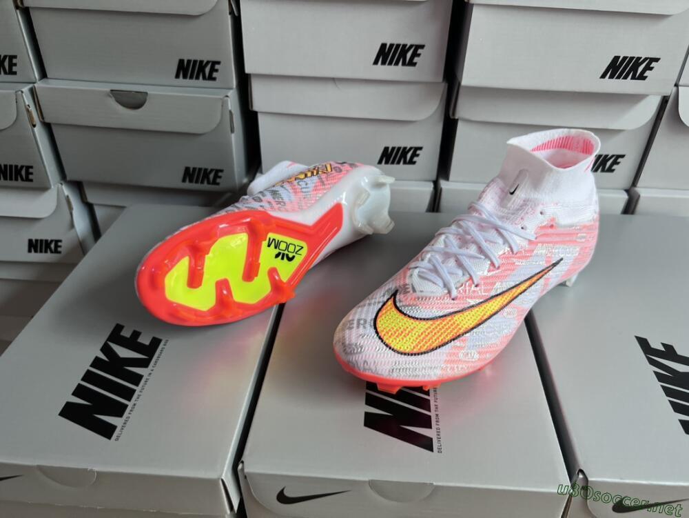 Unisex Nike Air Zoom Mercurial Superfly 9 Elite FG Football Boots - White/Orange/Sliver