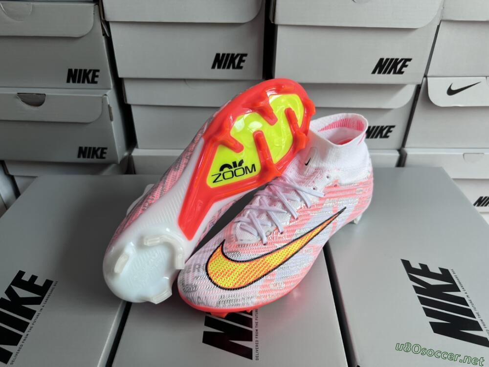 Unisex Nike Air Zoom Mercurial Superfly 9 Elite FG Football Boots - White/Orange/Sliver
