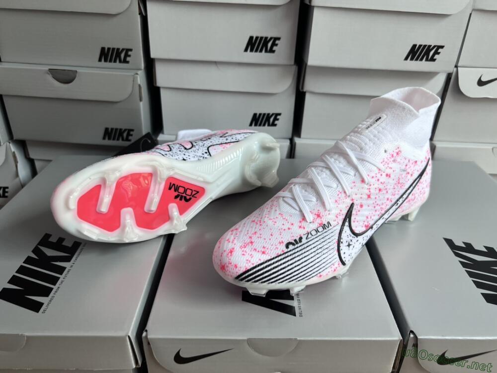 Men's Nike Air Zoom Mercurial Superfly 9 Elite FG Football Boots - White/Pink/Black