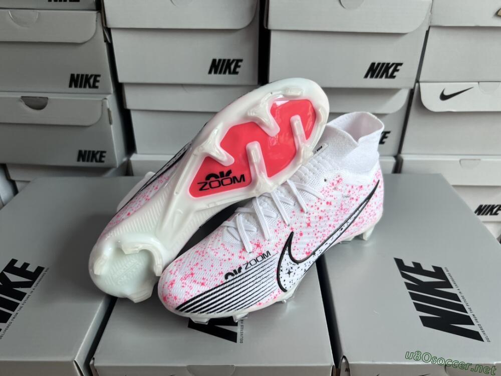 Men's Nike Air Zoom Mercurial Superfly 9 Elite FG Football Boots - White/Pink/Black